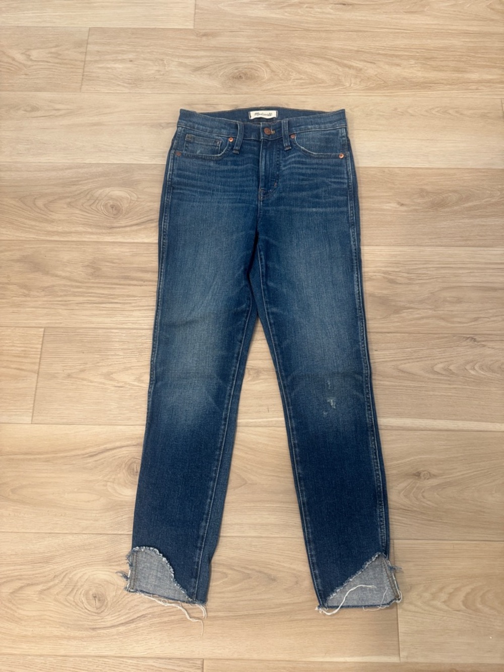Maxwell High-Rise Dark Blue Women’s Jeans with Raw Hem 26